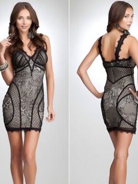 Bebe Black Lace Bodycon Dress